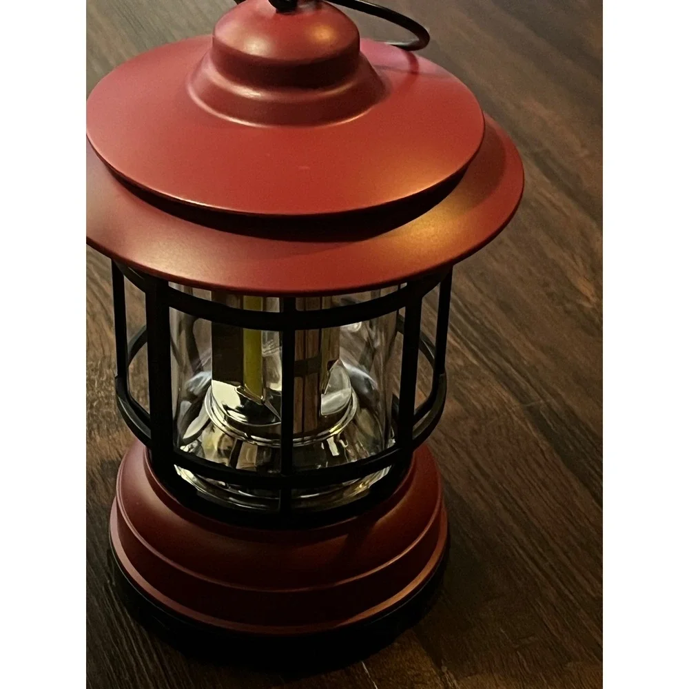 Vintage Style COB LED Camping Lantern Red Portable Battery Operated Lamp L-17